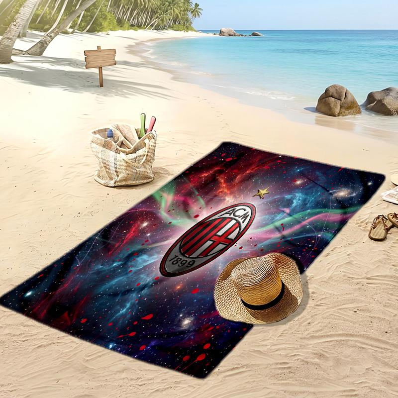 Toalla de Playa Estampada AC Milan Secado Rápido Suave Portátil Grande Rectangular Manta de Playa para Viajes Piscina