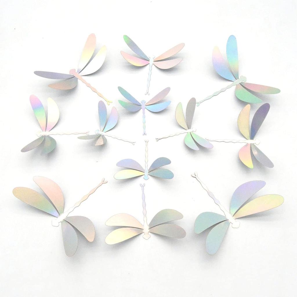 60 Pieces 3D Dragonfly Wall Art Decor Stickers Silver Dragonfly Wall Decoration Window Wall Decals Stickers for Party/Doors/Bedroom Living