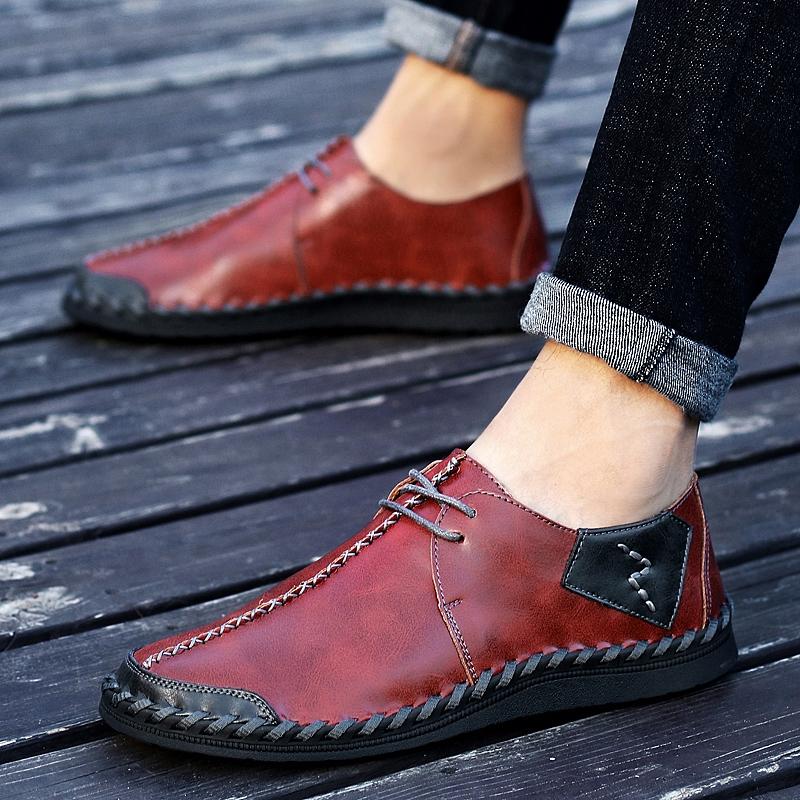 Fashion Fashionable High-quality Hand Sewn Leather Oxford Shoes Non Slip Soles Business Office Casual Shoes Mens Commuting Driving Shoes