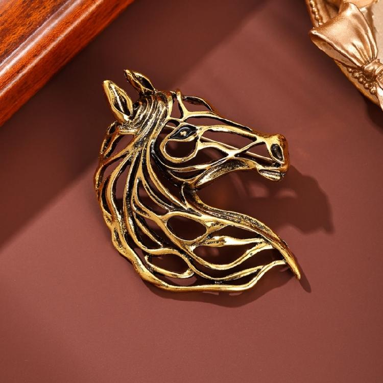 Dainty Hollowed Horse Brooch Pin Alloy Chest Jewelry Lightweight Corsage Pin for Women Men Color Selection