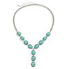 European and American Imitation Turquoise Cross Beaded Necklace, Retro Love Bow Pendant Collarbone Chain