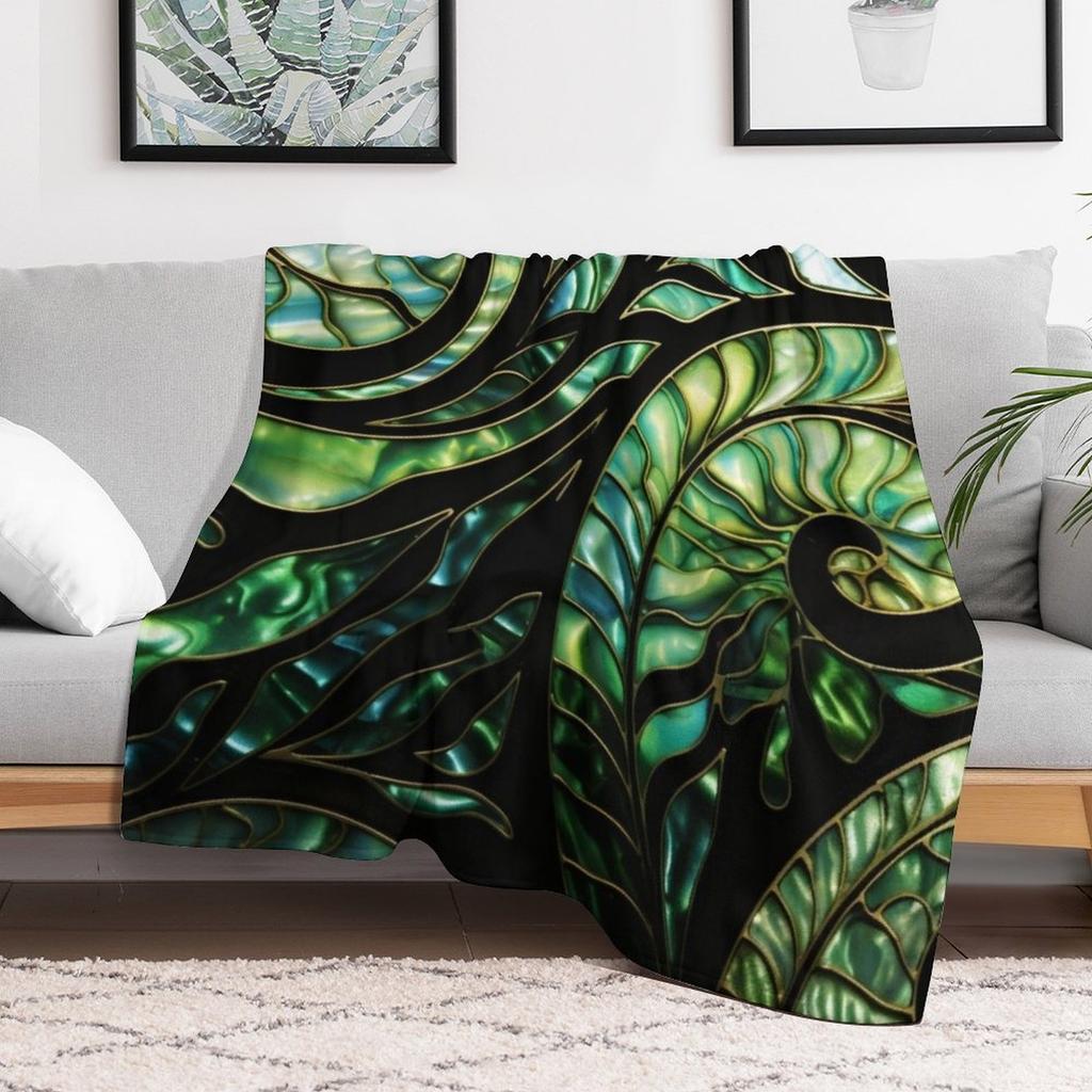 New Zealand Mori Paua Pattern Koru Design 3 Throw Blanket Year Round Soft Comfortable Blanket for Home