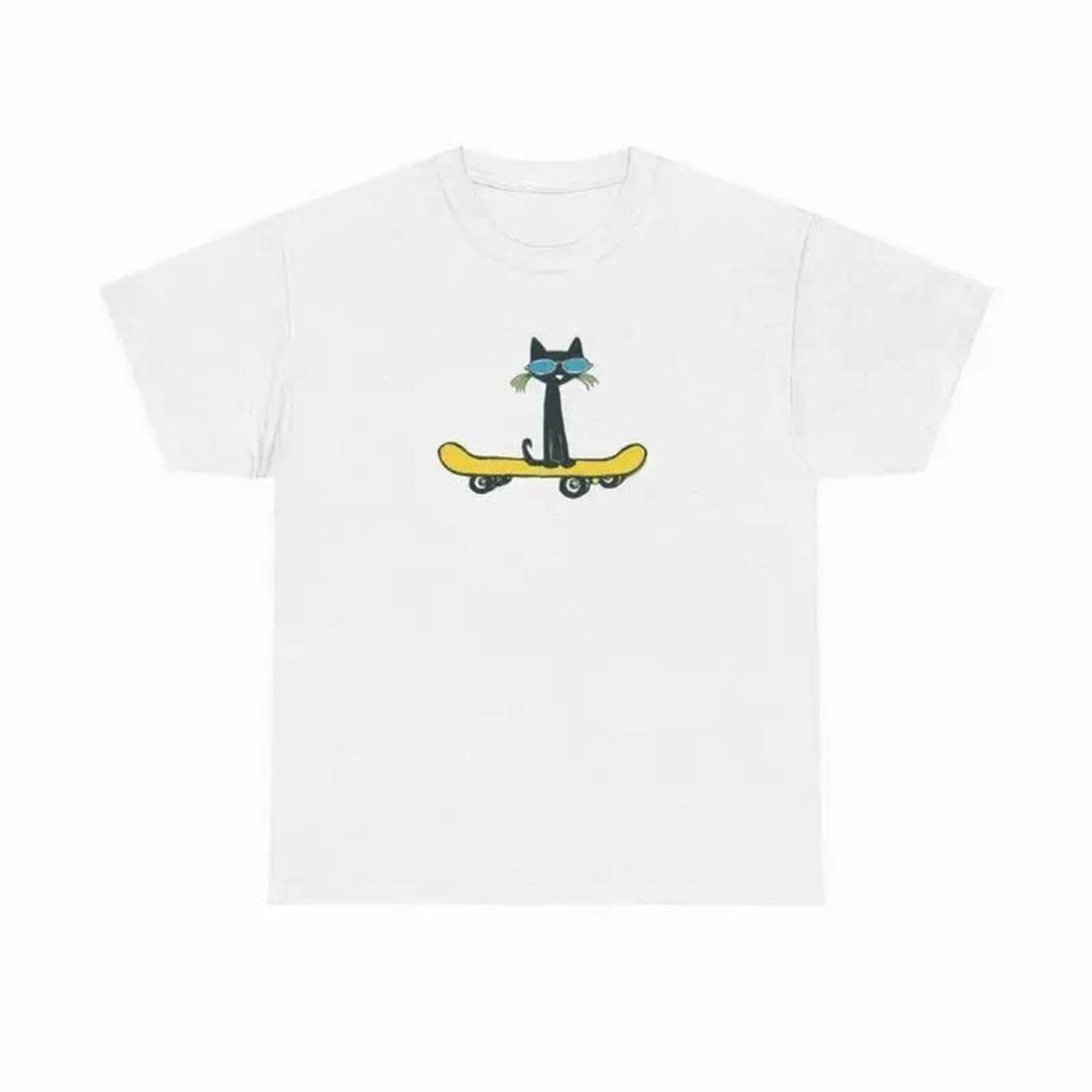 Pete Die Katze Skateboard Cartoon Grafik T-Shirt Lustiges Shirt