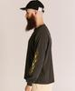 Schott FIRE PTTERN HENLEY LS T-SHIRT, Fire Pattern Henley Neck Long Tee, Men's, Size XL, 010, Black, 782-5230008