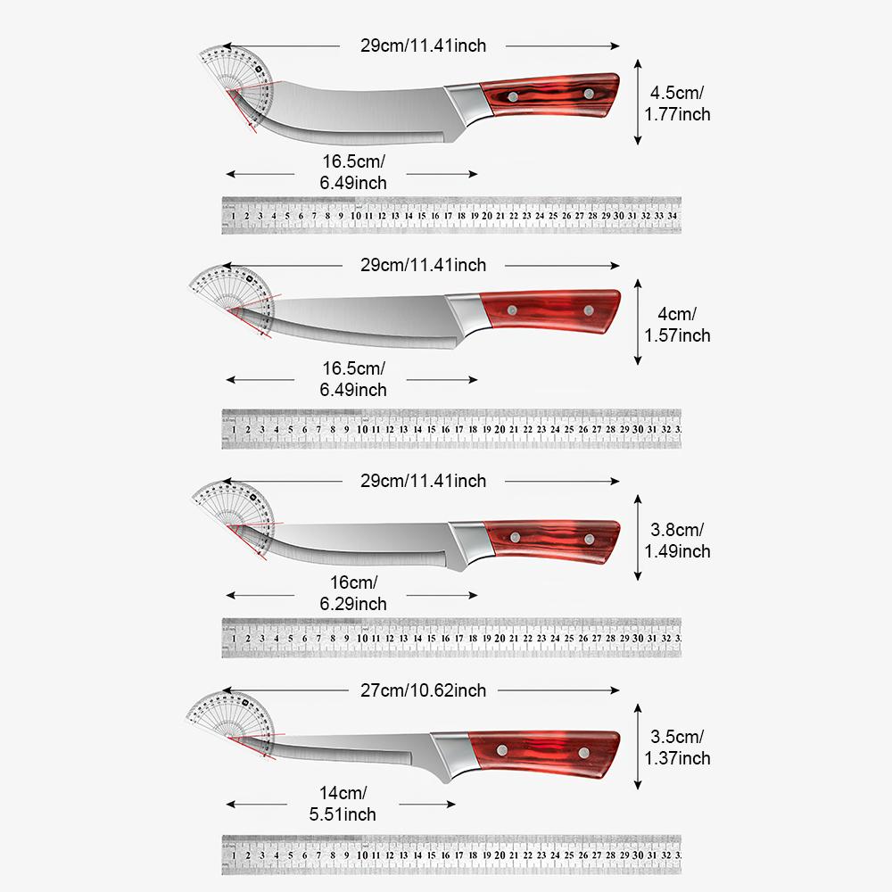 4pcs Hand Forged Butcher Knife Set-Kiritsuke Knives,Meat Cleaver Knife,Boning Knives,Butcher Knives 5Cr15MoV Steel Chef Knife