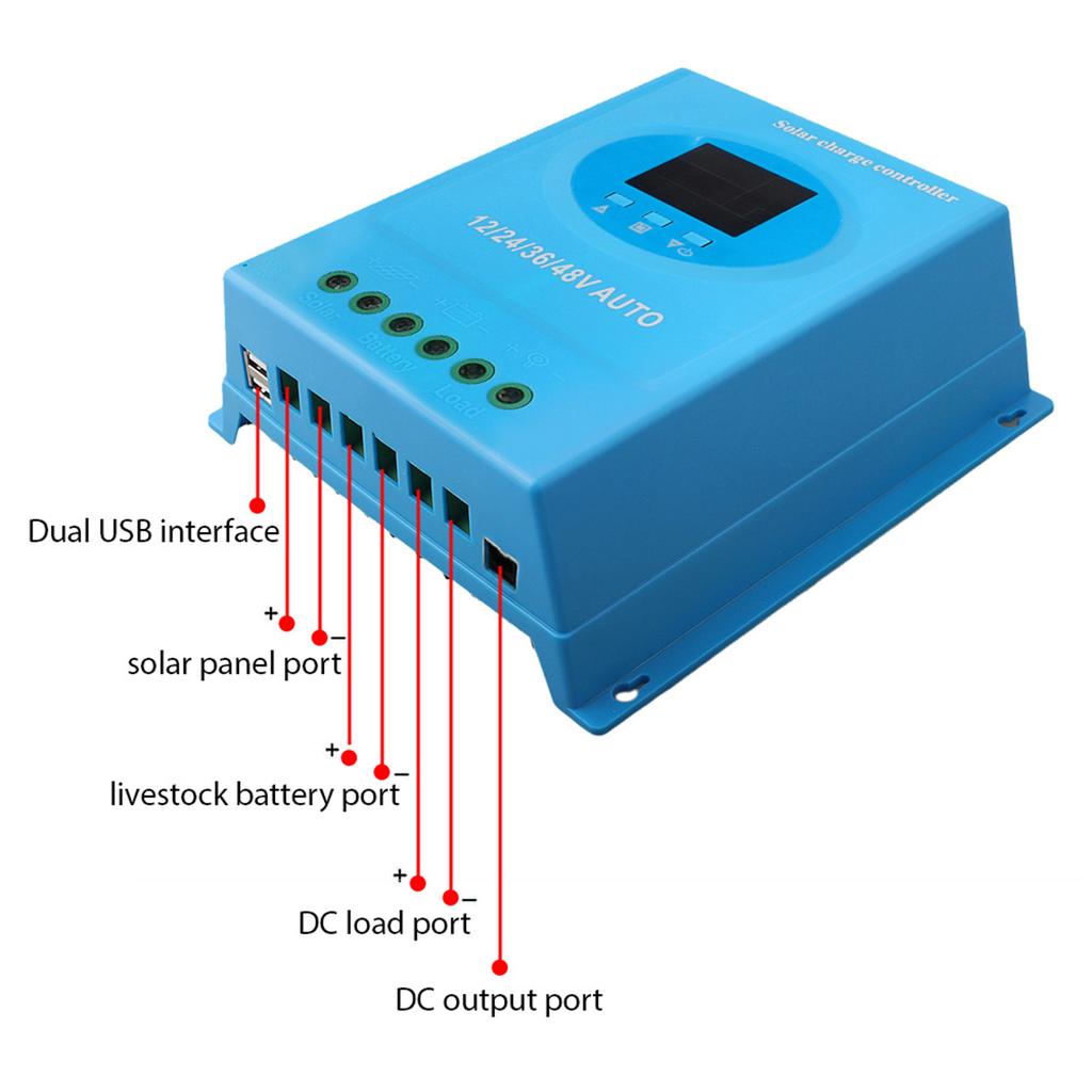 150A MPPT Solar Charge Controller 12V 24V 36V 48V Automatic Adaptation Charge Controller with Blacklight LCD Display