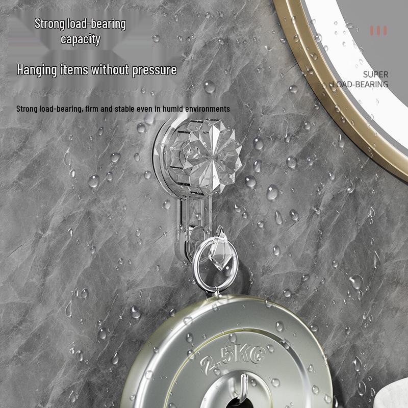 Luxury Strong Suction Cup Hook: No-Drill Diamond Design for Clothes, Bags, Keys, and Bathroom Use