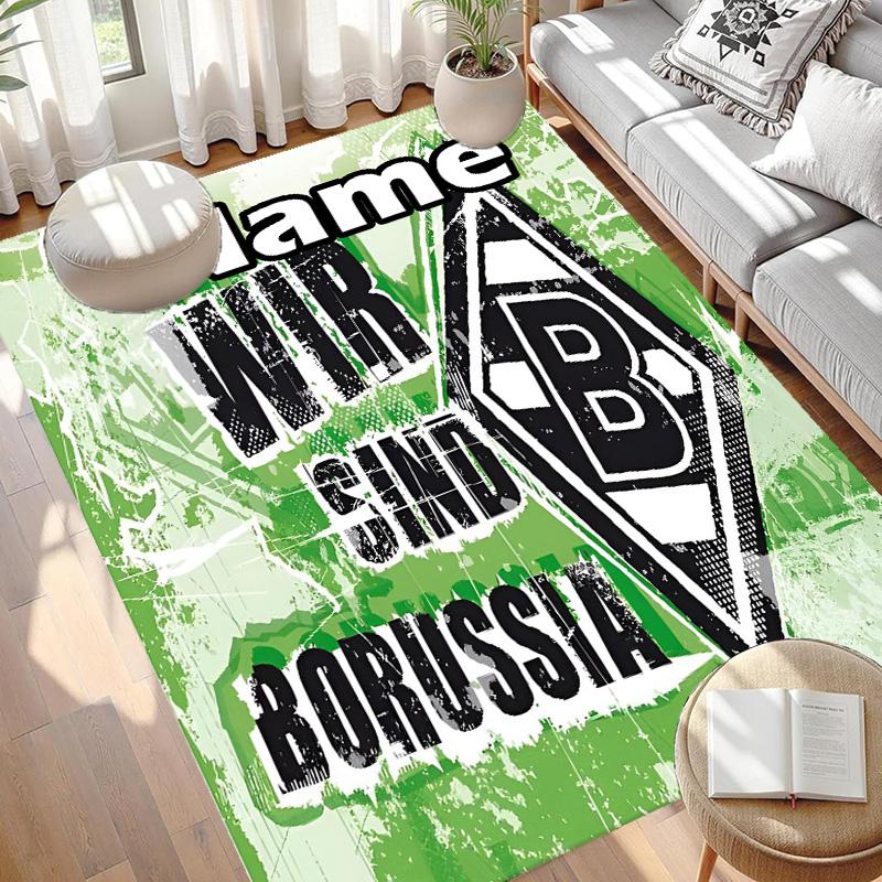 Custom Name Personalized Borussia Monchengladbach Print Carpet, Versatile Home Decor Rug, for Playroom, Apartment, Balcony, Entryway, Hallway Gift