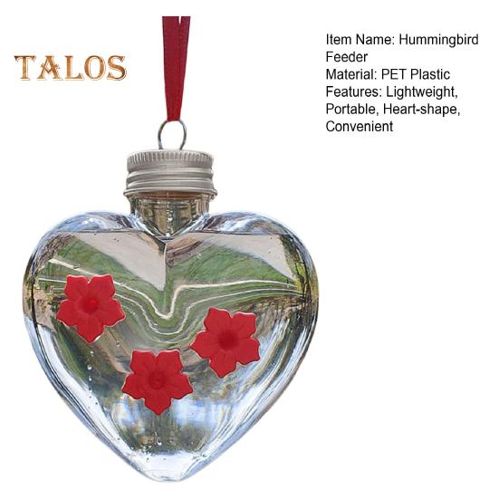 Herzförmiger Kolibri-Futterspender zum Aufhängen im Freien, Kunststoff-Futterglas mit Blumenfütterungsöffnungen für Garten, Hof, Terrasse, Baumdekoration