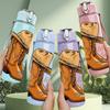 1PC Cowboy Western Leather Boot Art 750ml Color Plastic Sports Water Bottle Leakproof Flip Straw Lid Suitable for Sports Office Home Use