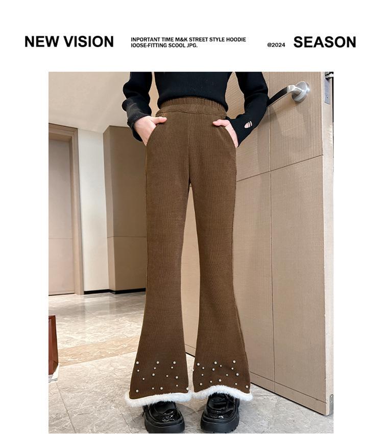 Girls' Micro-Flared Black Pants - Stylish & Warm for Autumn/Winter 2025