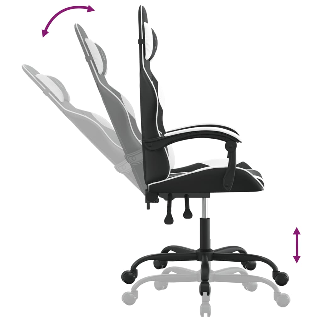 Gaming Chair Black and White Faux Leather
