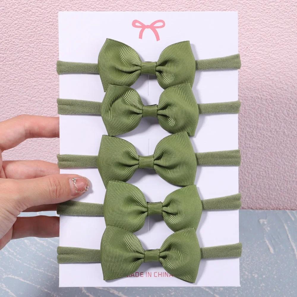 5/6Pcs Girls Solid Color Bowknot Headband For Baby Kids Grograin Ribbon Headwear Hair Bands Infant Hair Accessories