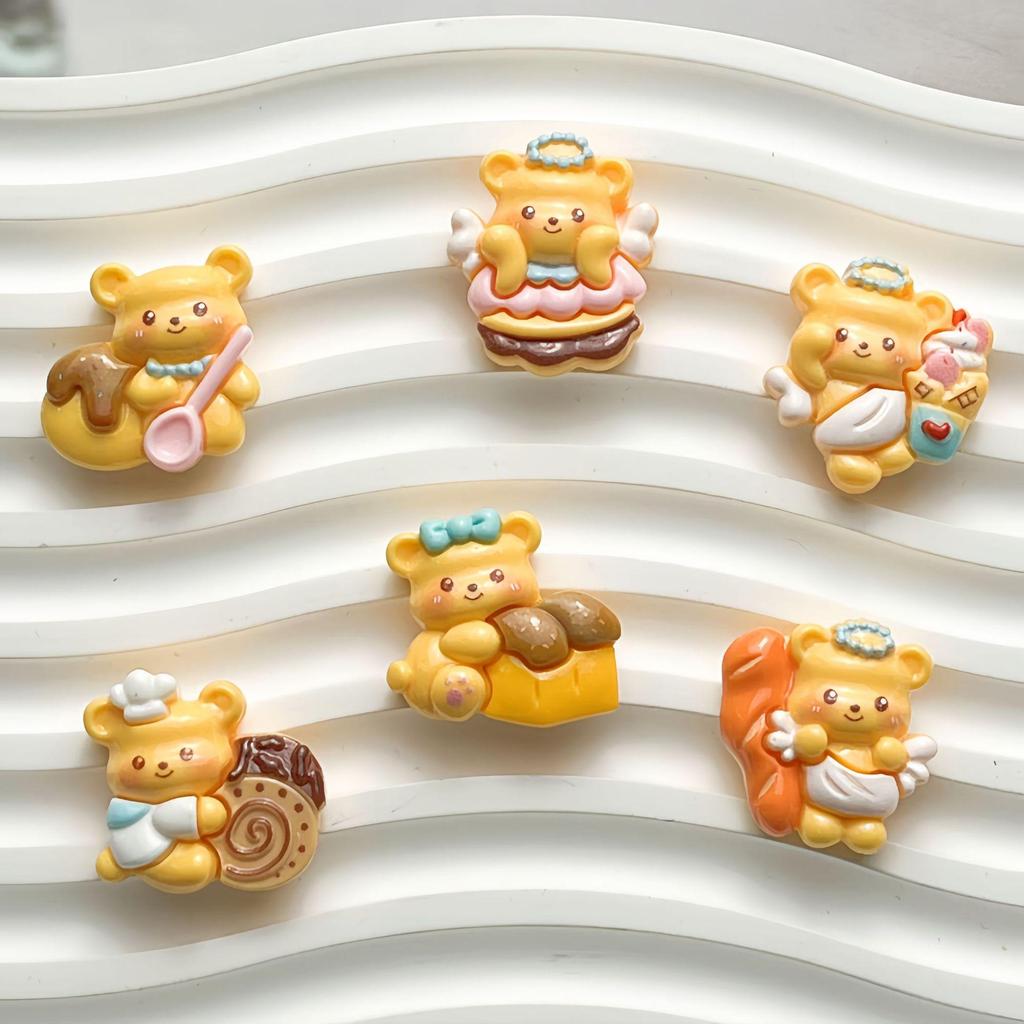 Cute Cartoon Bear Resin Ornaments: DIY Dessert, Hair Clips & Crocs Charms