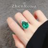 Elegant Women Jewelry Set Artificial Emerald Necklace Vintage Zircon Earrings Luxury Color Gem Ring Sophisticated Jewelry