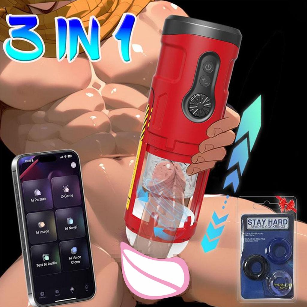 3 In 1 Male Electric Penis Pump, 5 Stretches 5 Rotations 5 Vibration Modes with Removable  Sleeve, Rechargeable Male Enhancement Pump, Adult Sex Toys