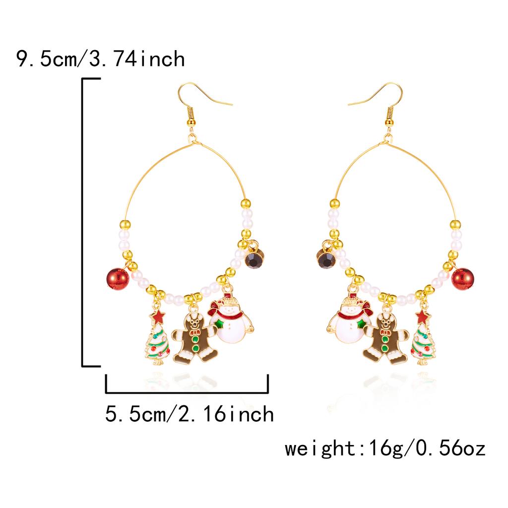 Shiny Christmas Earrings Drop Hoop For Women Santa Claus Xmas Tree Snowman Elk Snowflake Long Tassel Dangle Earrings Party Gift