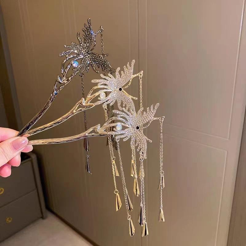 Fashion Long Tassel Butterfly Metal Hairpin For Women Hair Stick Hair Clip Costume Chinese Hanfu Hair Accessories Hair Pins Gift