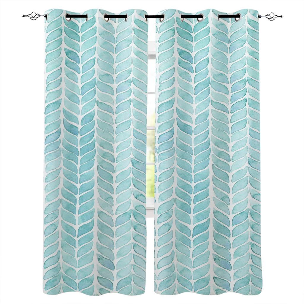 Rideaux de Fenêtre Aquarelle Bleue Panneaux de Rideaux de Cuisine Rideaux Décoration Intérieure pour Salon Rideaux pour Chambre à Coucher