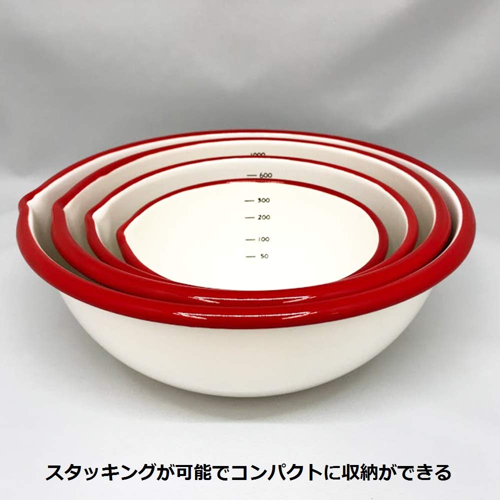 Fuji Enamel W Bowl, 15cm, 0.5L, Enamel, Graduated, White, BM-15B