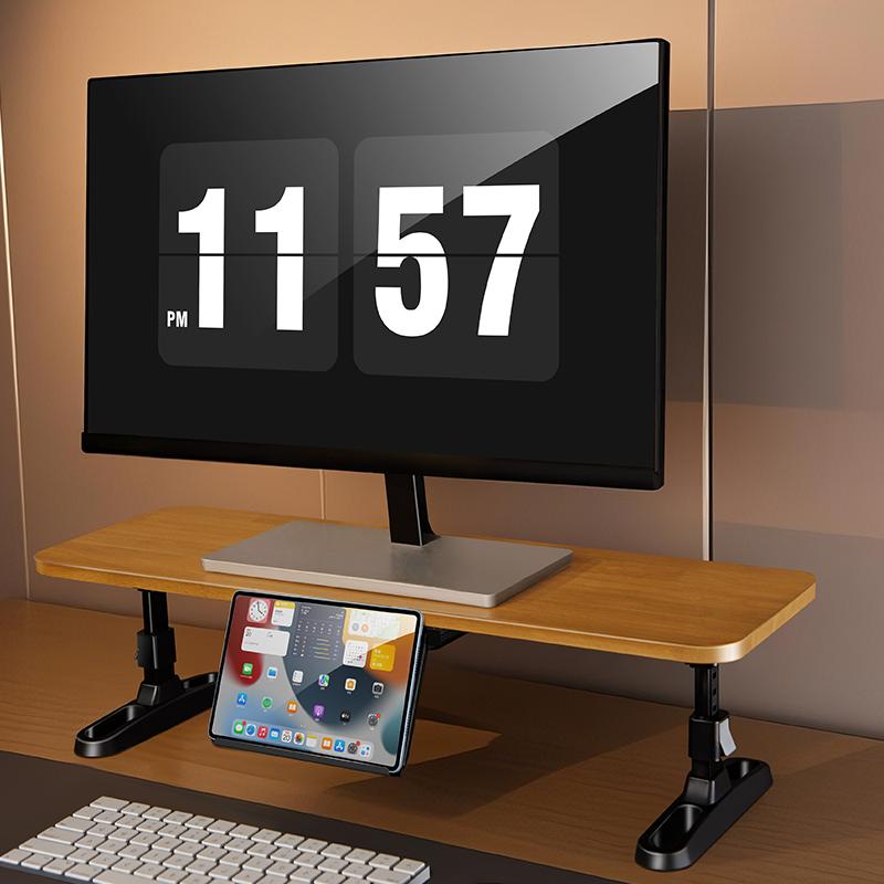 Oatsbasf Wooden Computer Monitor Stand Riser with Stand for Phone Tablet Monitor Holder Height Adjustable Desk Keyboard Storage