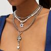 Gothic Cross Heart Pendant Necklace With Multilayer Pearl Design For Women And Men