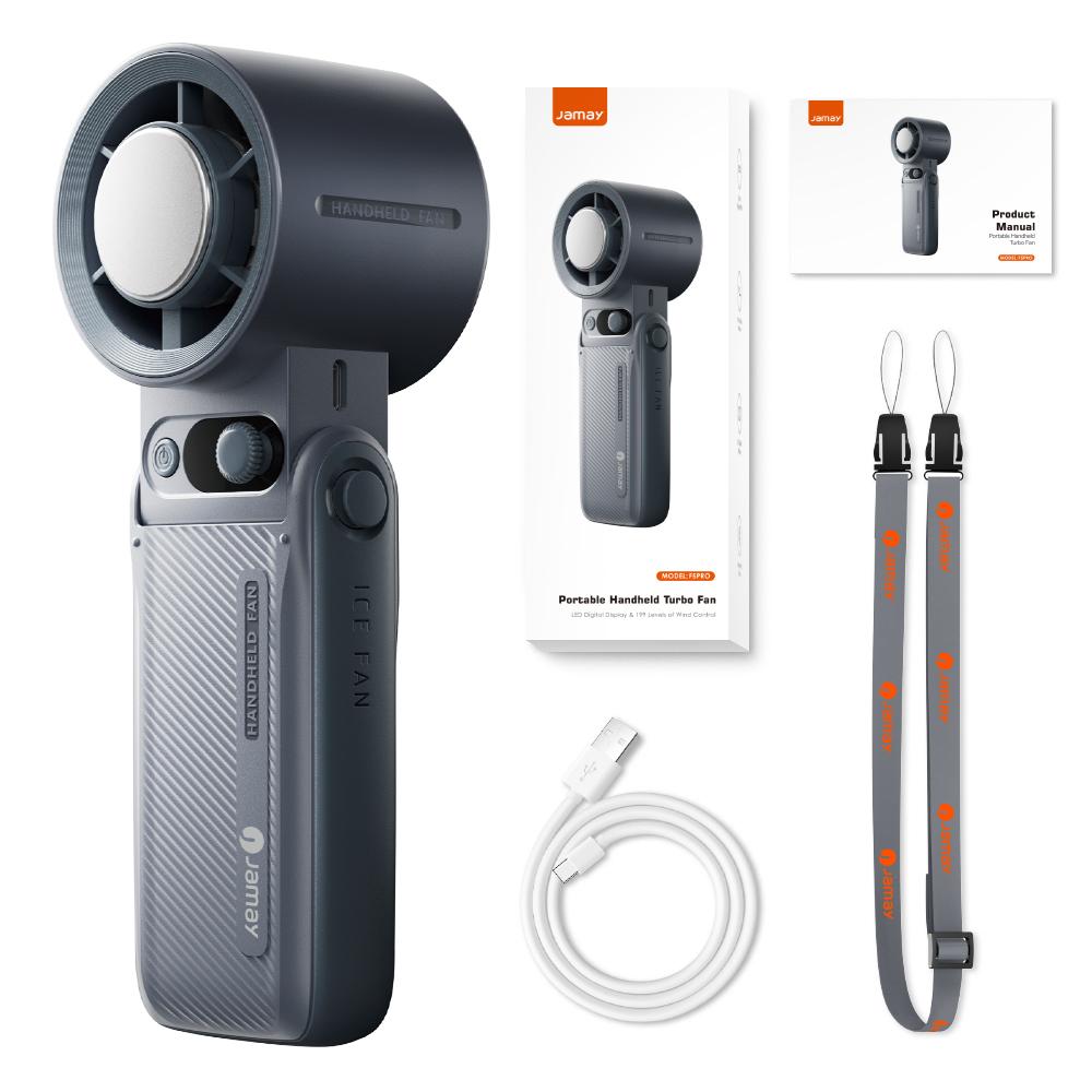 

2025 Summer Newest USB Rechargeable Portable Fan | 6000mAh Handheld Cooling Fan With Large Battery | 199 Gear Free Adjustment серый