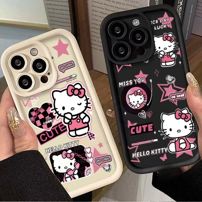 Cute Hello Kitty Gramophone Phone Case For Google Pixel 7 8 9 Pro 7A 8A 5G 9 Pro XL Soft Silicone Y2K Shockproof Pink Cover