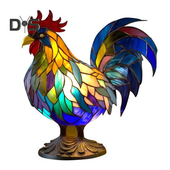 Stolní lampa s motivem zvířat z barevného skla, na baterie, vintage noční světlo se zvířaty, domácí kancelář, ložnice, dětský pokoj, noční lampa