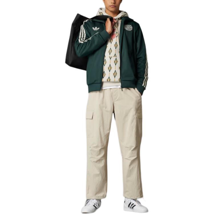 adidas Bayern München Seitenstreifen Vintage Stehkragen Sportlich Lässige Langarmjacke Herren Jacke Schattengrün IT4130