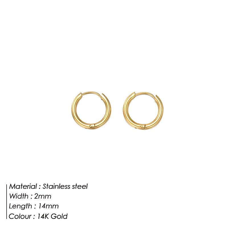 Pendientes de Aro de Acero Inoxidable Chapados en Oro de 14K - Superficie Lisa, Conservan el Color, Diseño Sencillo