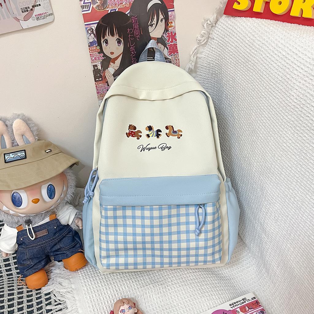 Schoolbag Cute College Schoolbag Female Japanese Ins Plaid Girl Small Fresh Junior High School Backpack Primary and Secondary School Backpack
