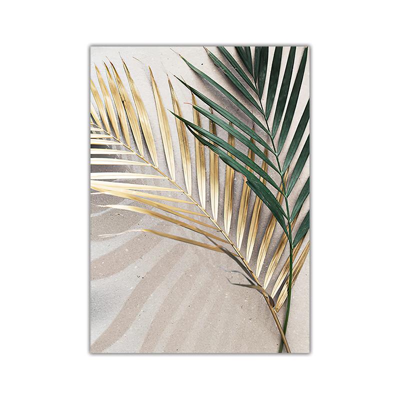 Nordic Wall Art Golden Palm Leaf Plant Canvas Painting Print Poster Botanical Scandinavian Decoration Picture Artwork Home Decor