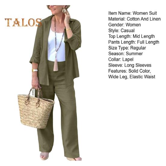 2-teiliges Set mit Hemd und Hose für Damen, lockeres Revers, einreihig, mittellange Langarmbluse, hohe elastische Taille, Hose mit weitem Bein, Alltagskleidung