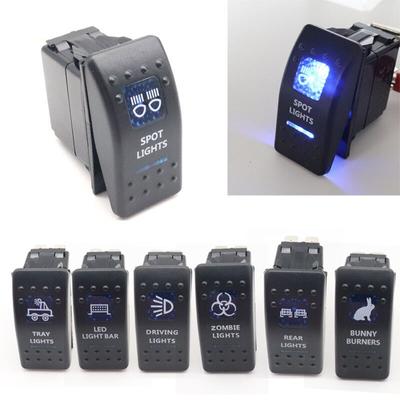 12V 24V Marine Switch Car Boat Rocker Switch Truck SPST Switch Carling Waterproof 5Pin ON-OFF Switch WIth Dual LED Light Bar