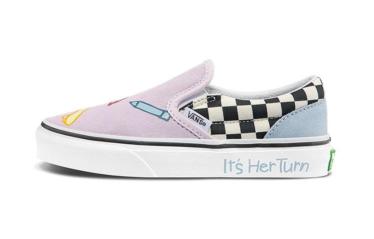 Vans Slip-on Низкие Детские Скейтбордические Кроссовки Розово-Голубые Дети Возраст 3-7 Лет VN0A5KXM89C 34