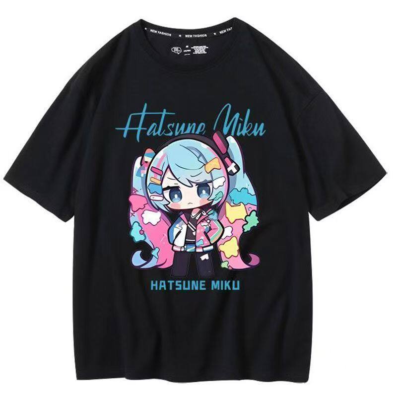 

Chuyin Co Брендовые Соседнее Будущее MIKU Одежда для Боли Аниме Принт Короткий Рукав Хлопок Унисекс и Женские Свободные Футболки S
