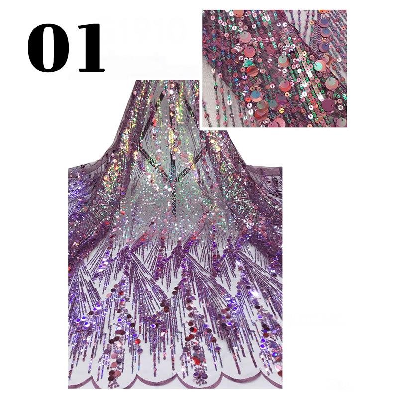 Heavy Industry Embroidery Sequin Fabric Tulle Lace Glitter Designer Fabric For Sewing Summer Fashion Costume Wedding Dress