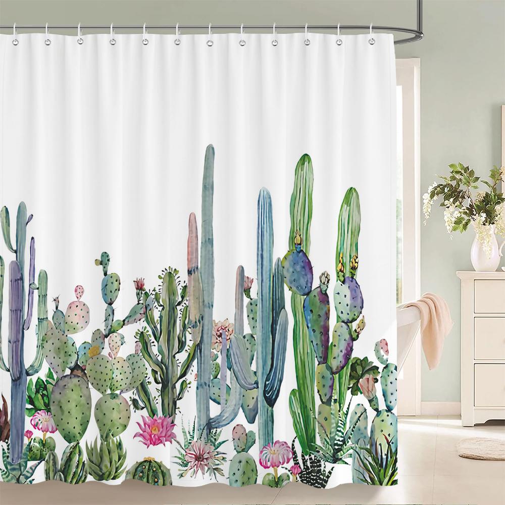 Waterproof Shower Curtains European Flowers 3D Bathroom Curtains With Hooks Printing Decoration 180*240Cm Washable Bath Screen
