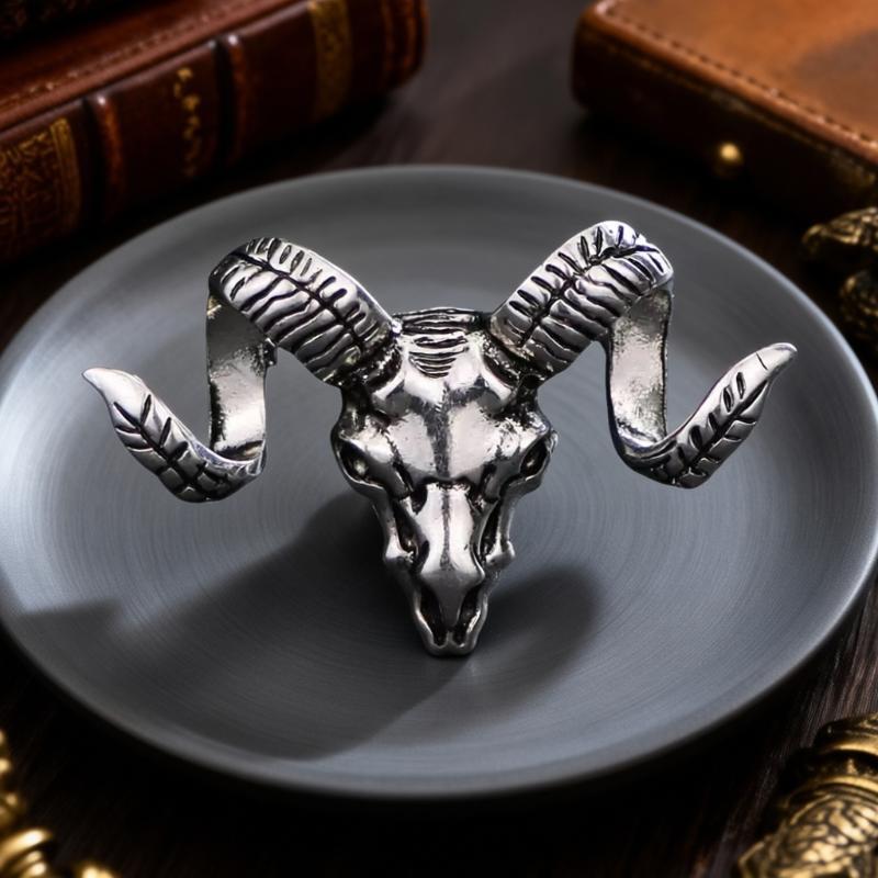 Retro Ram Skull Brooch Polished Alloy Metal Unique Gothic Punk Style for Party Wear Fashion Jewelry Accessory for Teens