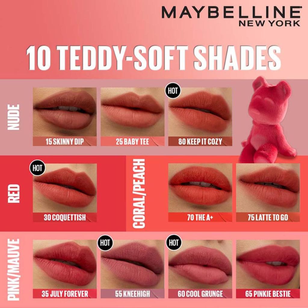 Maybelline New York Super Stay Teddy Tint Lip and Cheek Color  Keep It Cozy 5ml Buildable Matte Long Wear