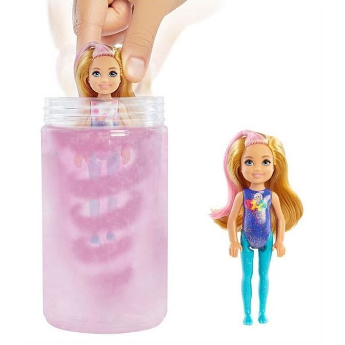 Barbie Poupée Adolescente Chelsea Color Reveal Junior 15,5 Cm 7-pièces