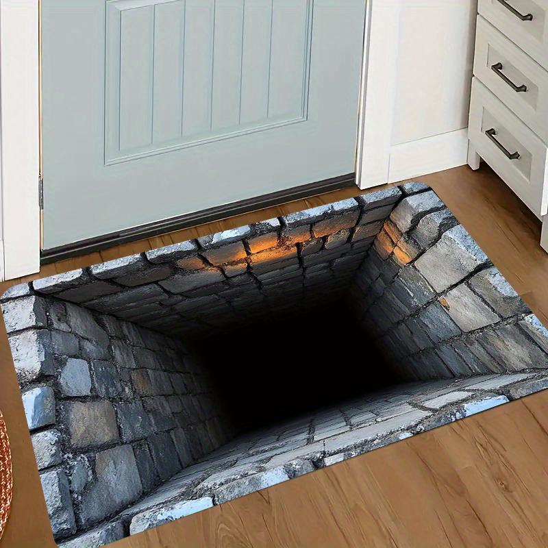 Realistic Brick Tunnel Illusion Rug for Unique Floor Design - 3D Graphic Carpet | Modern Home Accessories Skid resistant carpet