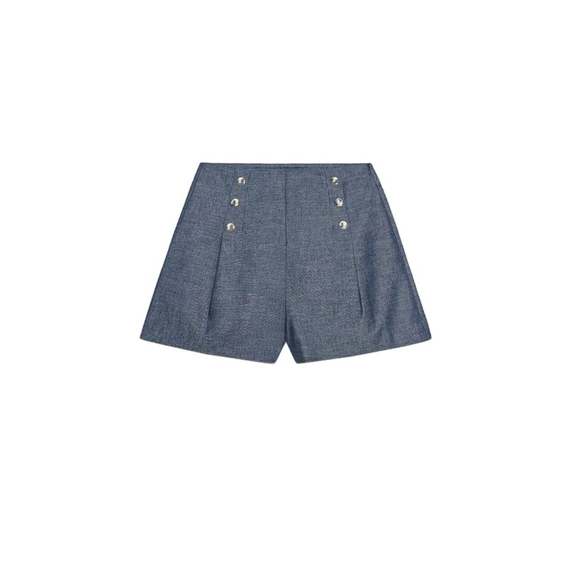 

Za Linen Blended Vest 3679785 Casual Shorts 3680785 Button Decoration Wide Leg Pants 7935785 Light Indigo shorts XS