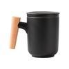 1Set Tea Separation Cup Wooden Handle Delicate Practical Office Travel Workout Gift Tea Water Bottle Ceramic Cup
