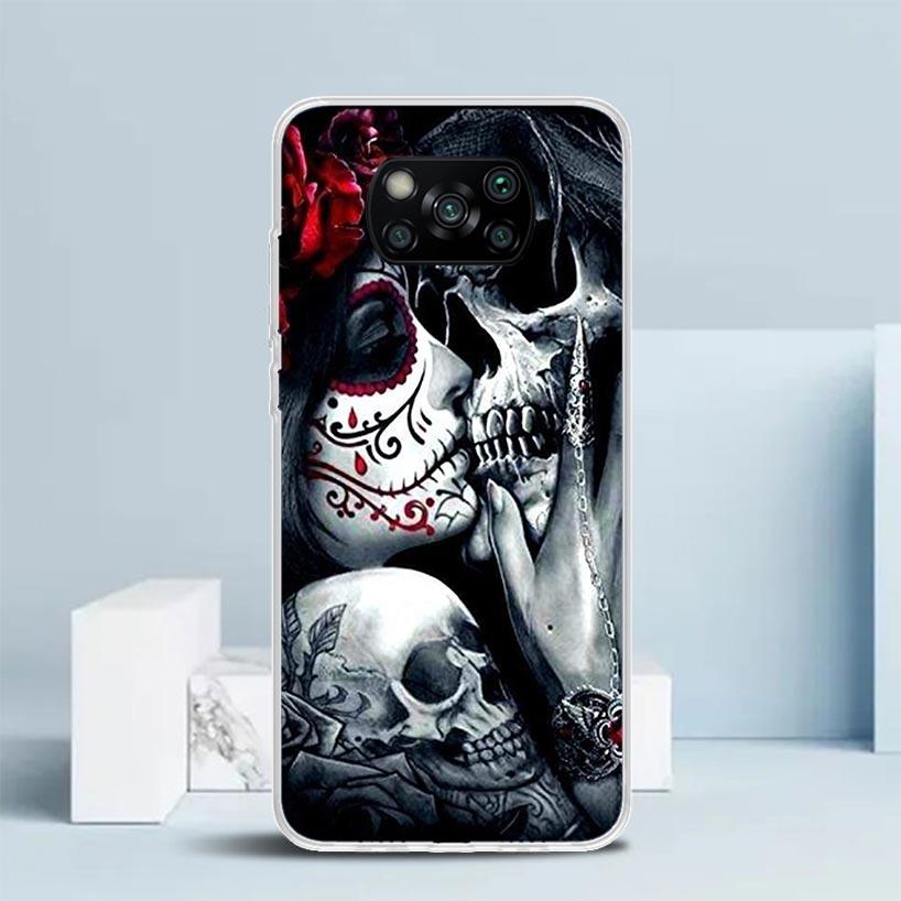 Catrina Beautiful Rose Girl Skull Phone Case For Xiaomi Poco F7 Ultra X5 X6 X7 Pro M7 Redmi 15C 15 13C 13 12C 12 10C 10 10A 9 9C