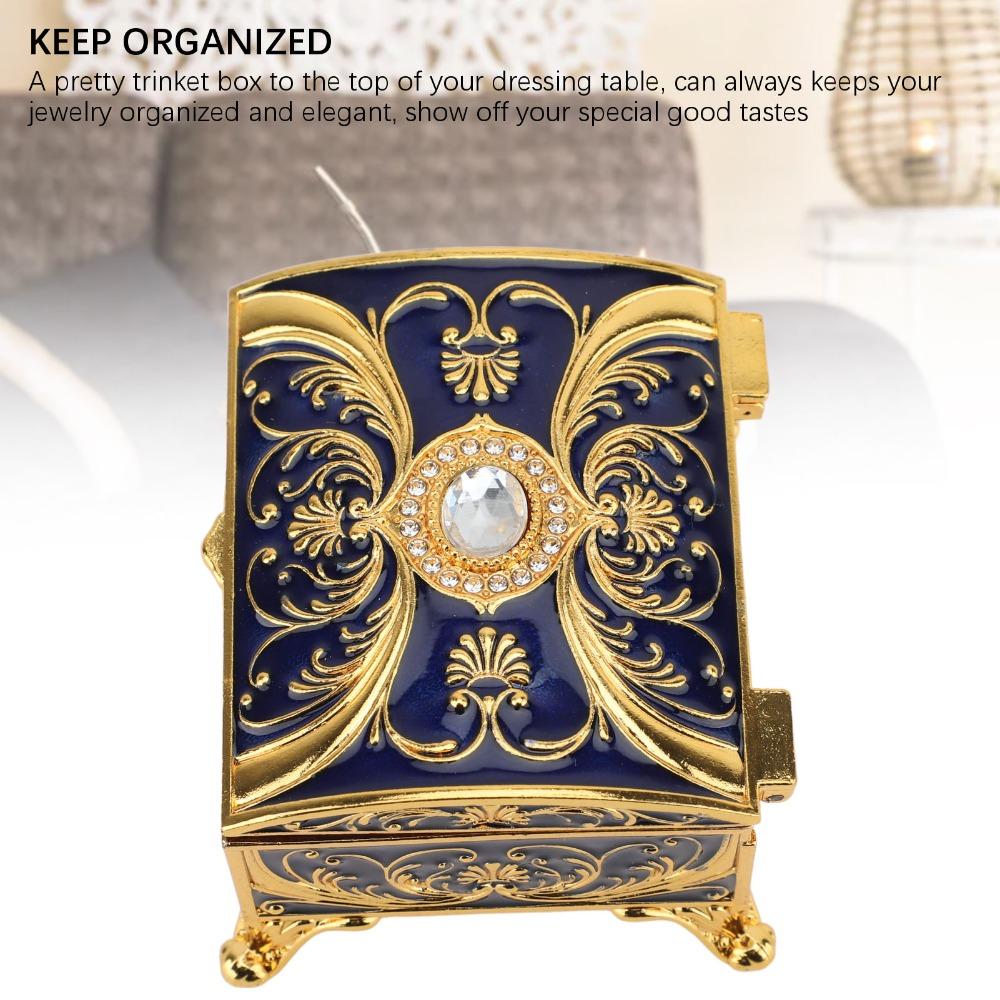 Zinc Alloy Metal Jewelry Box Sparkling Rhinestones Treasure Chest Box  Dressing Table