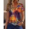 Full Printed Short Sleeved T-shirt, Casual and Fashionable Women's Sports Summer Top