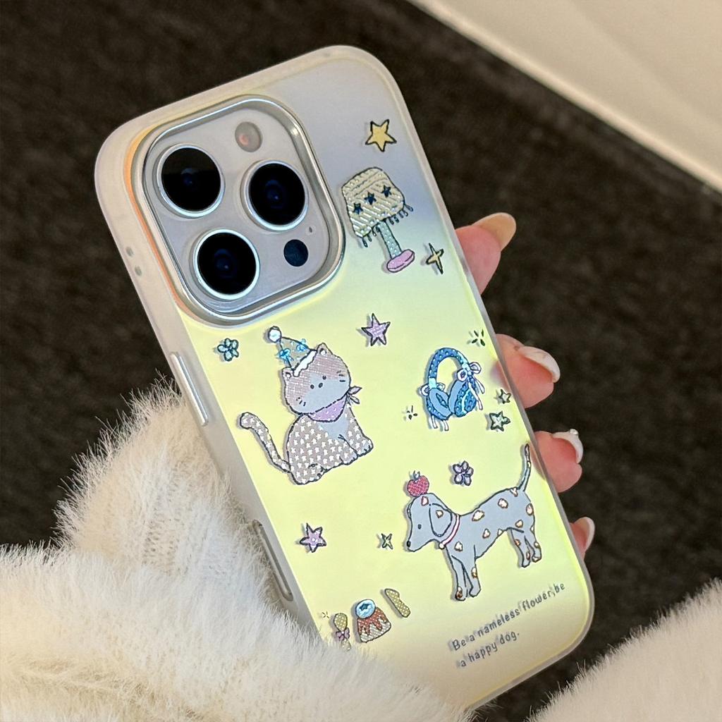 Gilt Cute Pet for IPhone17 Phone Case 16 Laser 15 Promax 14 Cartoon 11 Electroplating