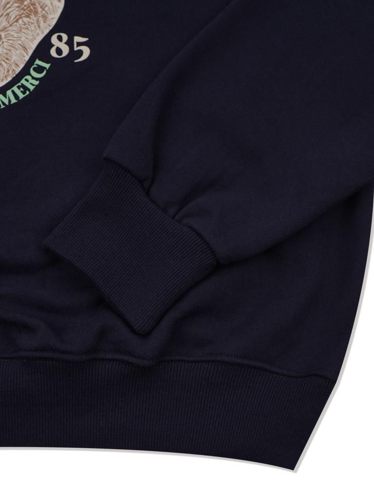LA MAISON STUDIO Women'S Crop Classic Logo Bearfriends Heavy Terry Sweatshirt Navy (Fcd3Ts706W)